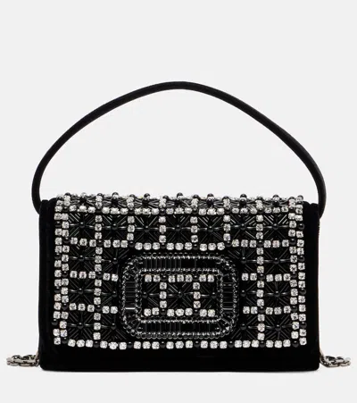 Roger Vivier Pilgrim Micro Embellished Velvet Clutch