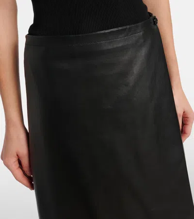 Khaite Quinn Wrap-effect Leather Maxi Skirt In Black