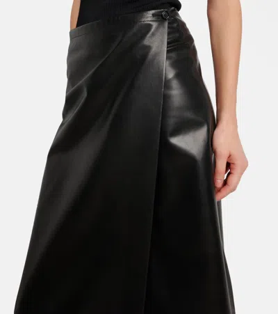 Khaite Quinn Wrap-effect Leather Maxi Skirt In Black