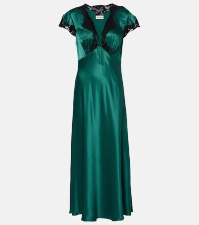 Rixo London Amari Satin Midi Dress In Green