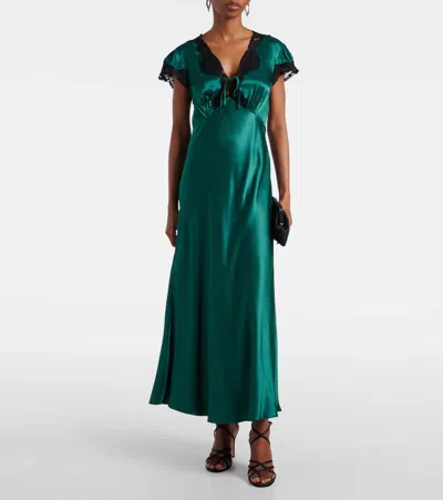 Rixo London Amari Satin Midi Dress In Green
