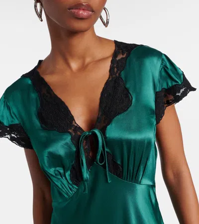 Rixo London Amari Satin Midi Dress In Green