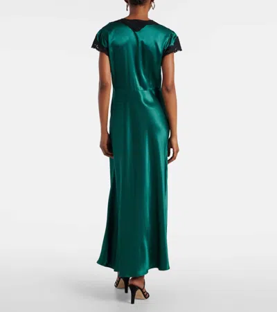 Rixo London Amari Satin Midi Dress In Green