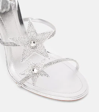 René Caovilla Cleo 105 Embellished Satin Sandals In Gray