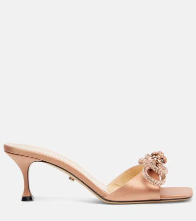 Mach&mach Double Bow Embellished Satin 65 Mules