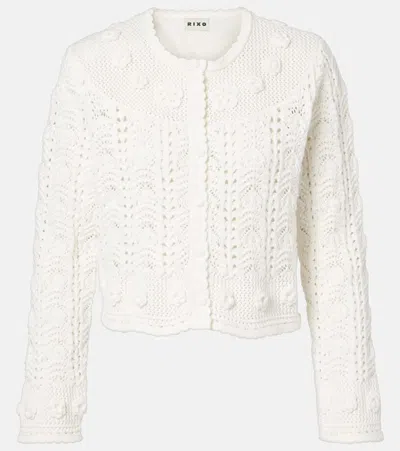 Rixo London Kyra Open-knit Cotton Cardigan In White