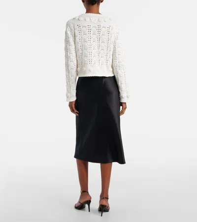 Rixo London Kyra Open-knit Cotton Cardigan In White