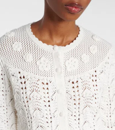 Rixo London Kyra Open-knit Cotton Cardigan In White