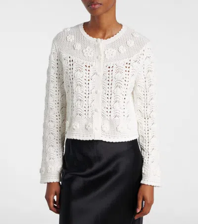 Rixo London Kyra Open-knit Cotton Cardigan In White