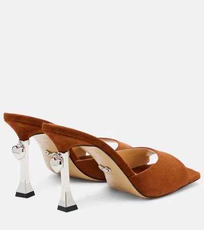 Mach&mach Puffy Heart Ring 95 Suede Mules