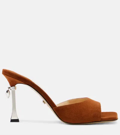 Mach&mach Puffy Heart Ring 95 Suede Mules