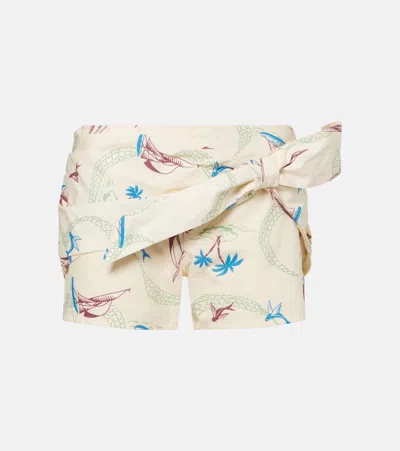 Rabanne Layered Printed Cotton Shorts In Multi