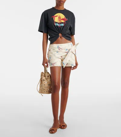 Rabanne Layered Printed Cotton Shorts In Multi