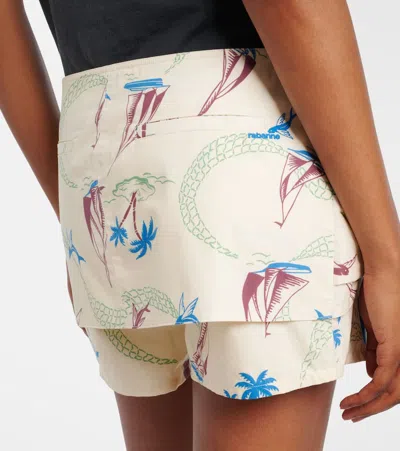 Rabanne Layered Printed Cotton Shorts In Multi