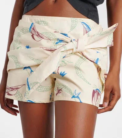 Rabanne Layered Printed Cotton Shorts In Multi