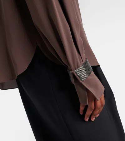 Brunello Cucinelli Monili Turtleneck Silk Blouse