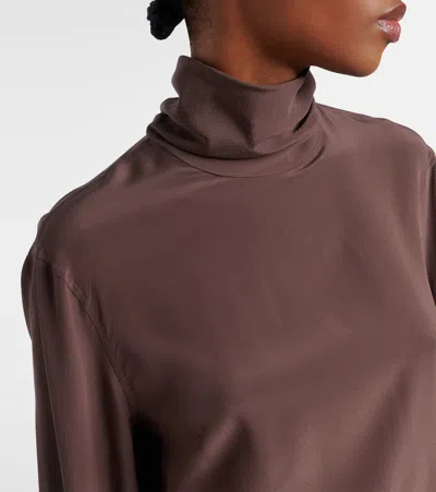 Brunello Cucinelli Monili Turtleneck Silk Blouse