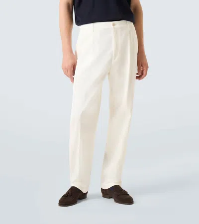 Dunhill Cotton-blend Twill Tapered Pants In Neutral