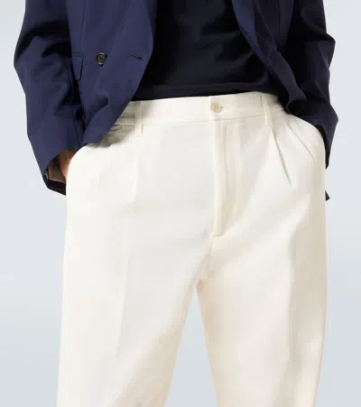 Dunhill Cotton-blend Twill Tapered Pants In Neutral