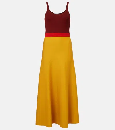 Gabriela Hearst Flaminius Knit Midi Dress In Golden Birch Merino Wool In Multi