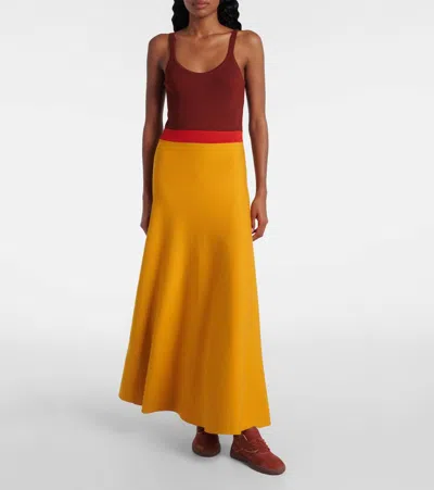 Gabriela Hearst Flaminius Knit Midi Dress In Golden Birch Merino Wool In Multi