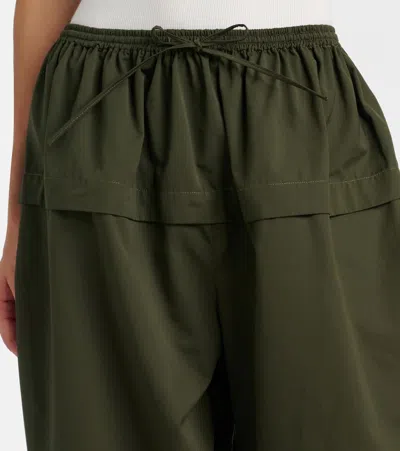 Alaïa Womens Olive Peplum Wide-leg Cotton-poplin Trousers In Green