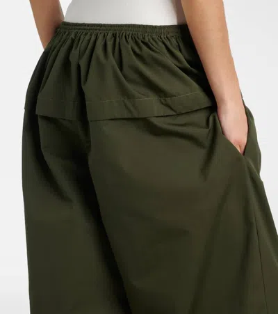 Alaïa Womens Olive Peplum Wide-leg Cotton-poplin Trousers In Green