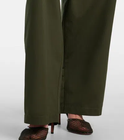 Alaïa Womens Olive Peplum Wide-leg Cotton-poplin Trousers In Green