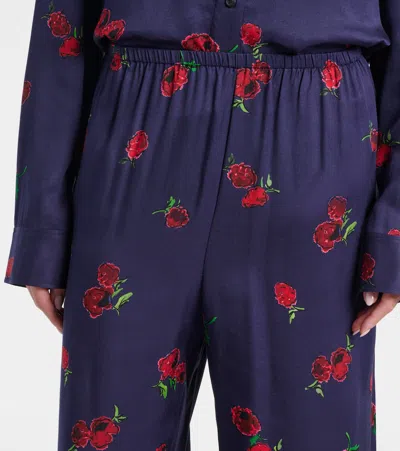 Khaite Mindy Printed Twill Wide-leg Pants In White