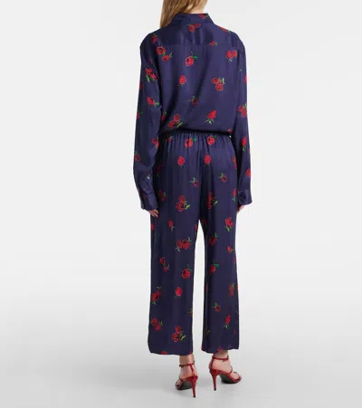 Khaite Mindy Printed Twill Wide-leg Pants In White