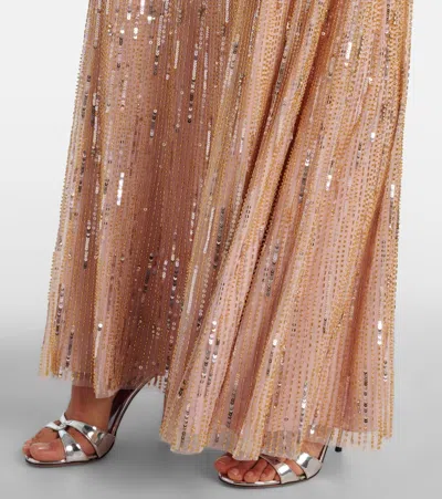 Jenny Packham Astra Sequined Caped Gown