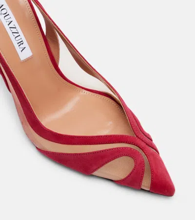 Aquazzura Mesh Panel Pointed Toe Stiletto Heel Suede Finish