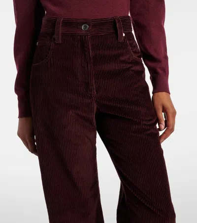 Brunello Cucinelli Bordeaux Corduroy Pants With Concealed Front Closure