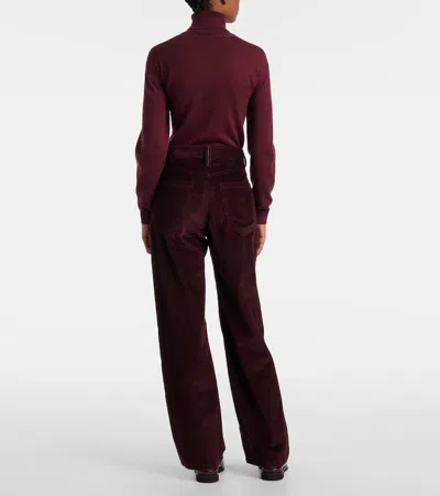 Brunello Cucinelli Bordeaux Corduroy Pants With Concealed Front Closure