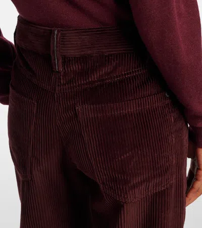 Brunello Cucinelli Bordeaux Corduroy Pants With Concealed Front Closure