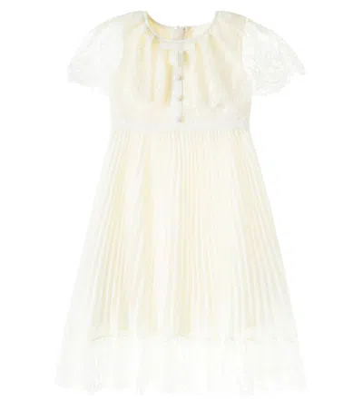 Self-portrait Caped Chiffon And Lace Dress In Yellow