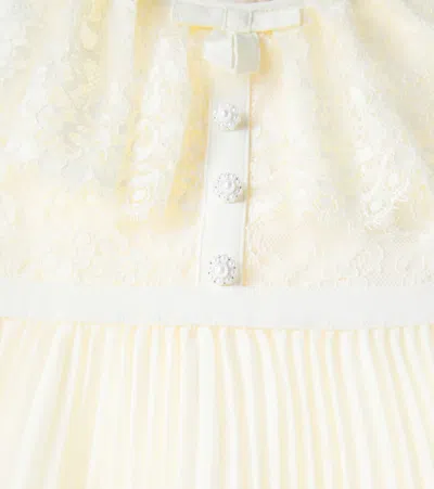 Self-portrait Caped Chiffon And Lace Dress In Yellow