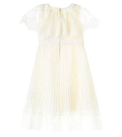 Self-portrait Caped Chiffon And Lace Dress In Yellow