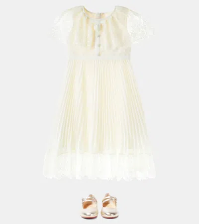 Self-portrait Caped Chiffon And Lace Dress In Yellow