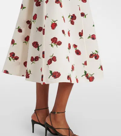 Khaite Isabella Floral Empire-waist A-line Midi Dress In Neutral