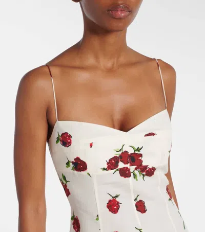 Khaite Isabella Floral Empire-waist A-line Midi Dress In Neutral