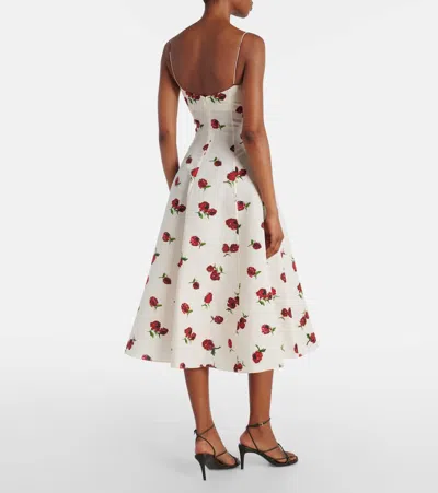 Khaite Isabella Floral Empire-waist A-line Midi Dress In Neutral