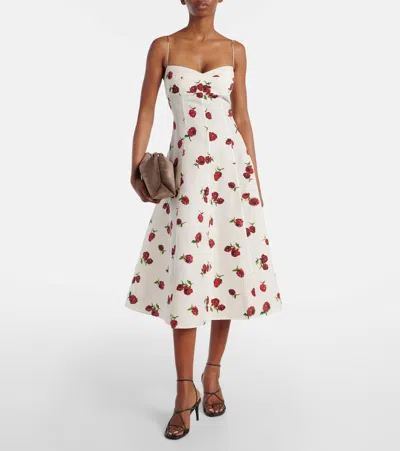 Khaite Isabella Floral Empire-waist A-line Midi Dress In Neutral
