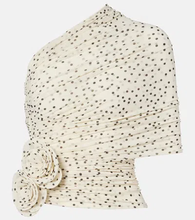 Magda Butrym Draped Floral-applique Polka-dot Top