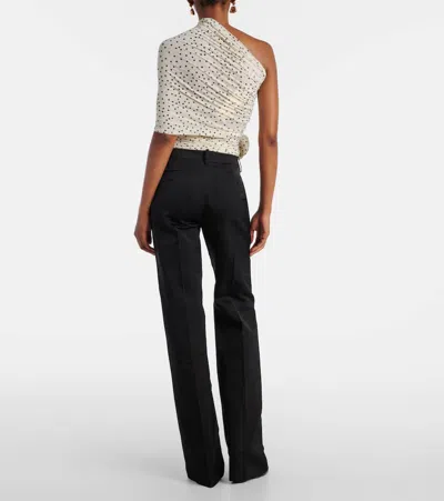 Magda Butrym Draped Floral-applique Polka-dot Top