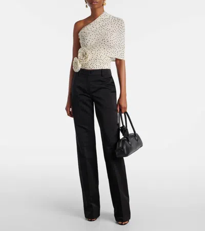 Magda Butrym Draped Floral-applique Polka-dot Top