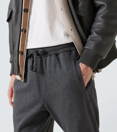 Brioni Cotton-blend Sweatpants In Gray
