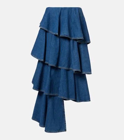 Alaïa Alaia Women Spiral Skirt In Denim In Blue