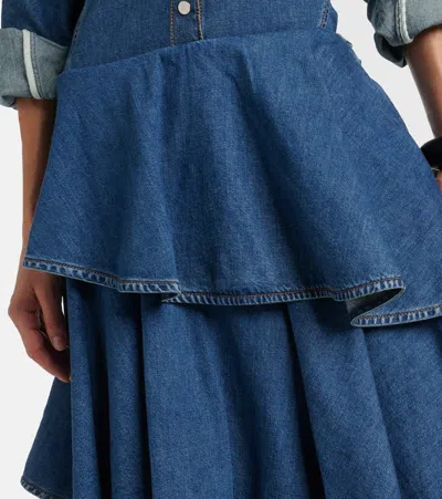 Alaïa Alaia Women Spiral Skirt In Denim In Blue