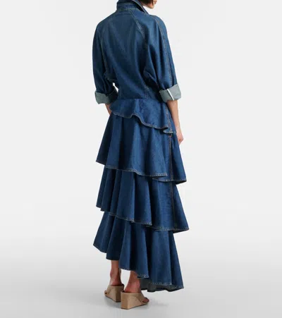 Alaïa Alaia Women Spiral Skirt In Denim In Blue